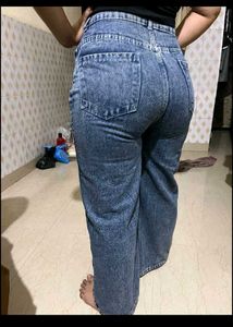 Stylish Wide Leg Acid Wash Jeans
