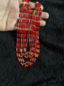 Stunning Red Beaded Necklace Set