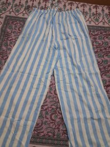 striped blue and white trousers