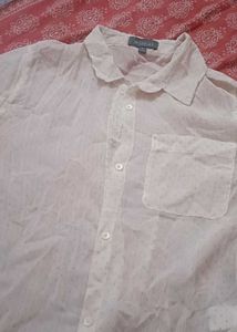 Sheer White Polka Dot Button-Up Shirt