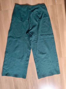 Stylish Teal Wide Leg Cropped Pants