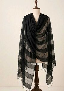 Elegant Black Dupatta with Tassels 🖤