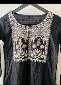 Embroidered Black Kurta