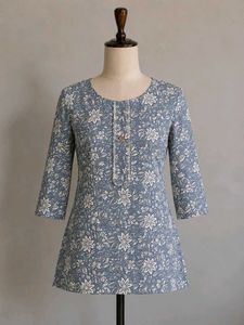 Chic blue floral short kurti