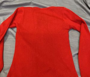 Red Button-Up Cardigan