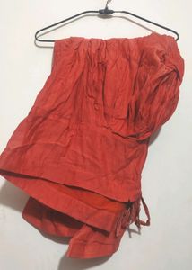Coral Color Suit Salwar With Dupatta Bust 40