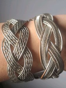Intricate Braided Silver Tone Bangle