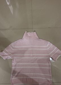H&amp;M Pink Striped Polo Shirt