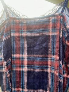Plaid Lace Trim Cami Top
