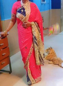 Pink Embellished Saree