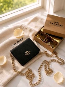 COACH SET OF 3*MINI WALLET WITH METAL SLING CHAIN