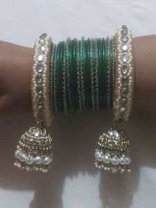 Elegant Gold Bangles with Pearl Charms