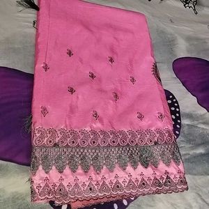 Pink Embroidered Saree