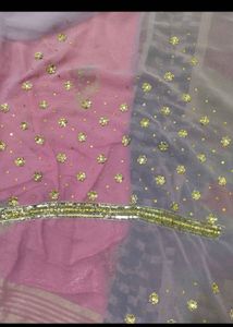 Embroidered Lavender Saree(no bargain)