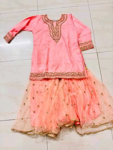 Designer Peach sharara dress