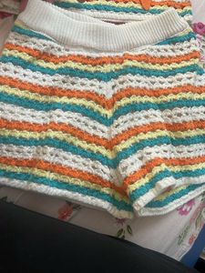 Crochet Knit Top &amp; Shorts Set