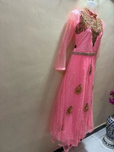 Beautiful Pink Embroidered Ethnic Gown