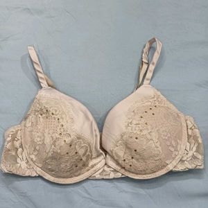 ♥️ Lace Trim Push-Up Bra with Embellishments