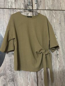 Stylish Ribbed Tie-Waist Top