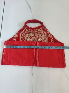 Red Velvet blouse with Golden Embroidery