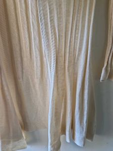 Cream Ribbed Longline Cardigan