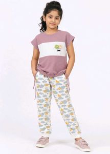 Cute Cloud Print Girls Pajama Set