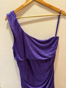 Striking Purple One-Shoulder Ruched Dress