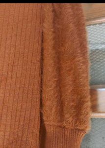 Woolen Brownish Musturd A-Line Dress
