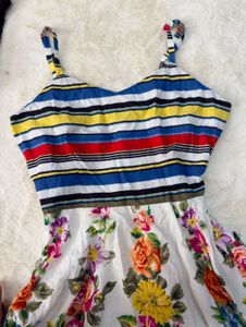 Colorful Striped Floral Summer Dress