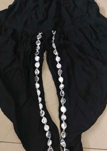 Black mirror-embellished top and bottom set
