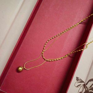 Double Layered Ball Anti Tarnish Gold Necklace