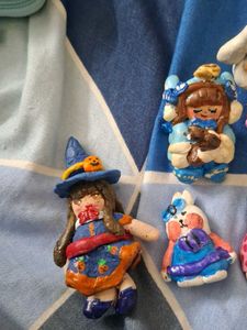 Handmade Halloween Witch & Friends Figure