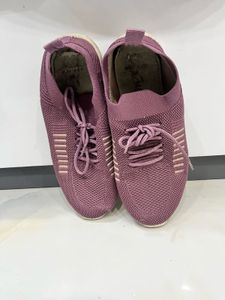 woman Purple Knit Sneakers