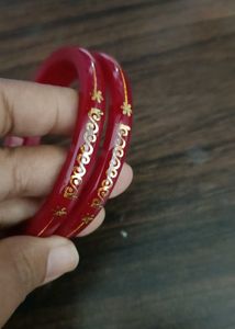 Red & Gold Bangles - Polla Set of Two