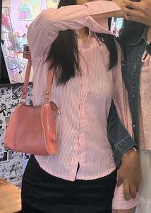Chic Pink Striped Button-Up Shirt