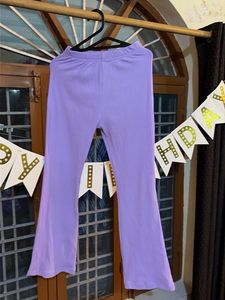 Lavender Ribbed Flare Pants