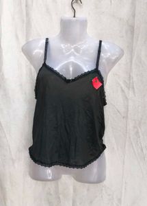 16245. Black Lace Trim Cami Top