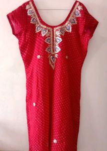 RED LEHERIYA KURTI