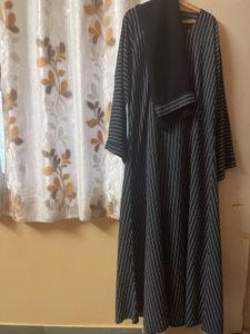 navy blue striped abaya.