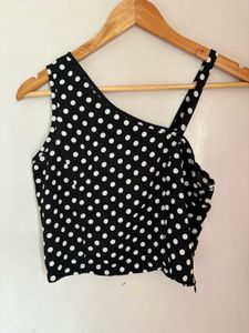 Chic Polka Dot One Shoulder Top
