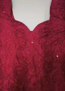 Elegant Red Chikankari Kurta
