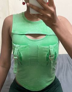 Green Cutout Tank Top - FREE SHIPPING!!