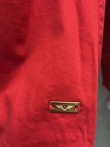 Red Button-Up Long Sleeve Top