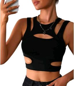 sexy Edgy Black Cutout Crop Top