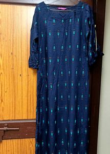 Stylish Navy Blue Printed Kurta