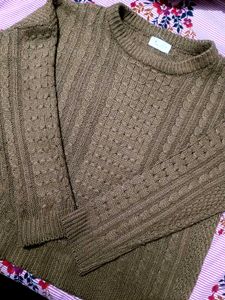 Sale Brown Knit Pullover Sweater
