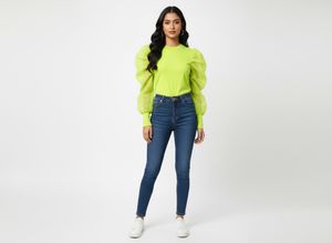 Neon Green Puff Sleeve Top