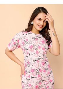 Cute Pink Floral Print Pajama Set