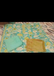 Teal Floral Kurta Set with Dupatta