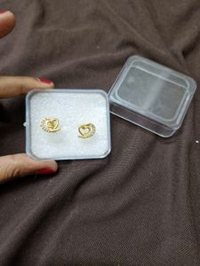 Heart Stud Earrings with Diamonds